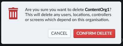 Confirm Organisation Deletion