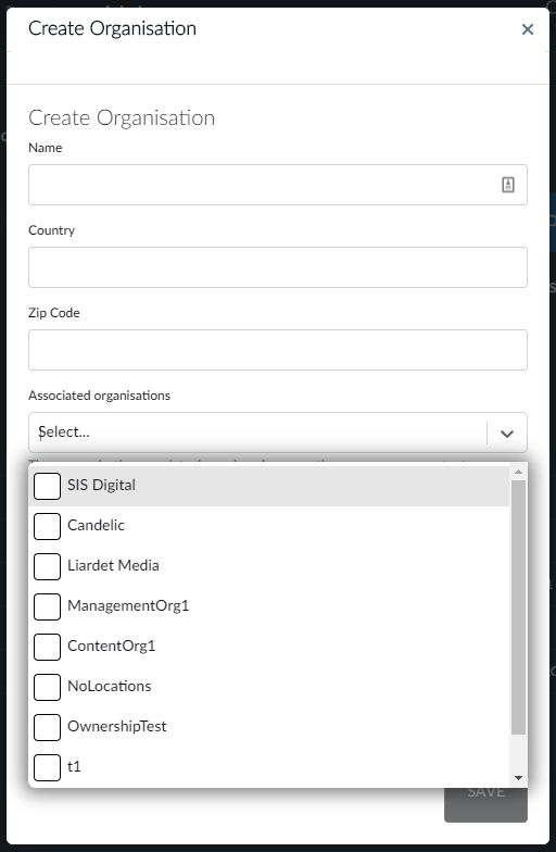 Create Organisation