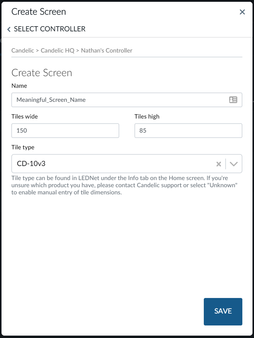 Create Screen Details