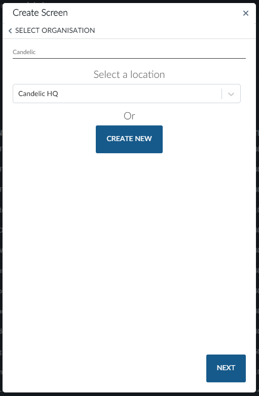 Select Organisation and Location